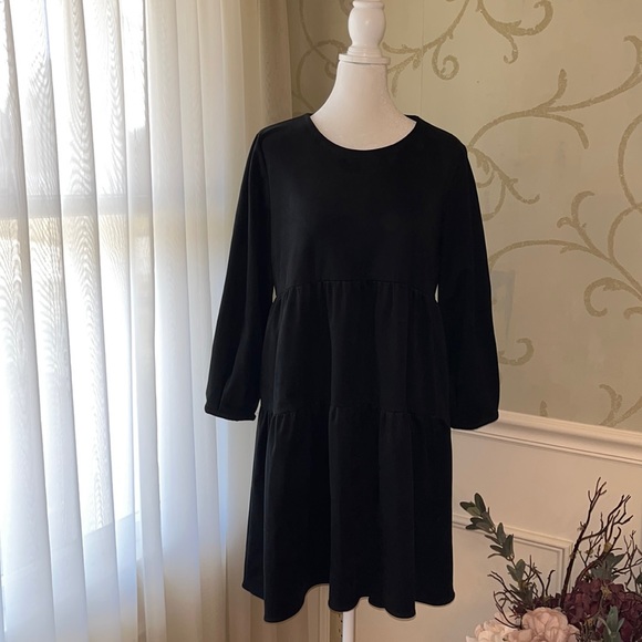 Zara black faux suede dress. Size L - Picture 1 of 9